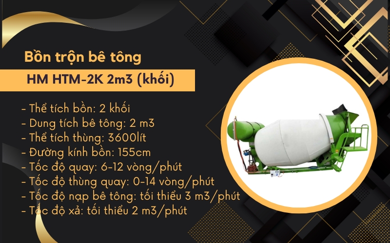 Bồn trộn bê tông HM HTM-2K 2m3 (khối)