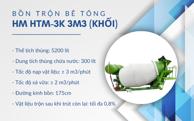 Bồn trộn bê tông HM HTM-3K 3m3 (khối)