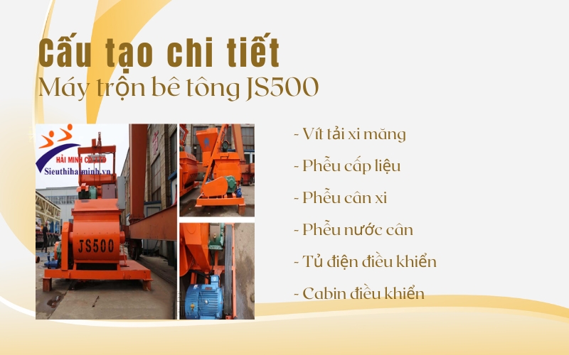 Cấu tạo chi tiết của Máy trộn bê tông JS500