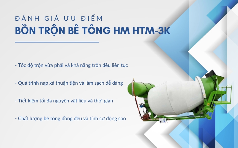 Đánh giá ưu điểm của bồn trộn bê tông HM HTM-3K