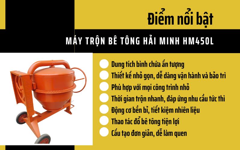 Đánh giá ưu điểm của máy trộn bê tông Hải Minh HM450L