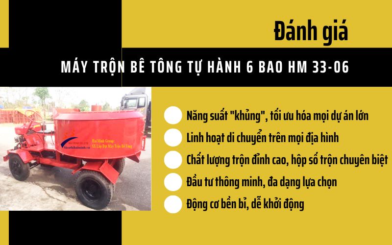 Đánh giá về Máy trộn bê tông tự hành 6 bao HM 33-06