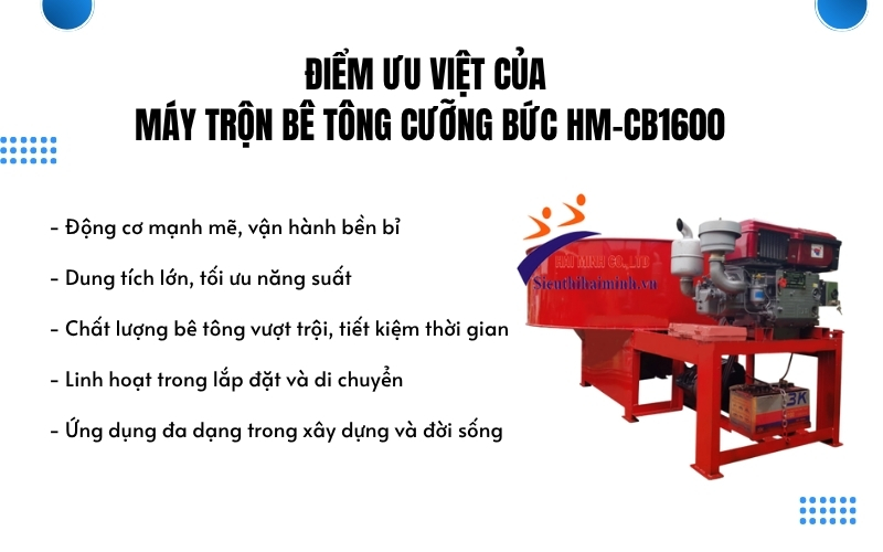 Điểm ưu việt của máy trộn bê tông cưỡng bức HM-CB1600