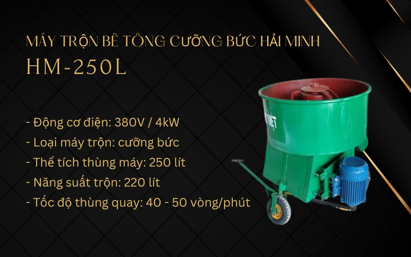 Máy trộn bê tông Cưỡng Bức Hải Minh HM-250L