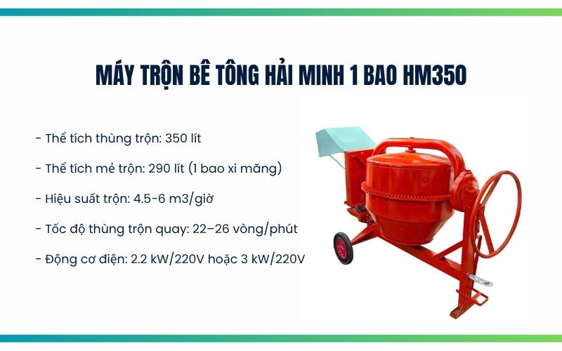 Máy trộn bê tông Hải Minh 1 bao HM350
