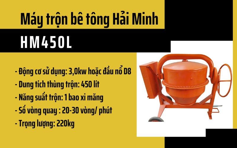 Máy trộn bê tông Hải Minh HM450L