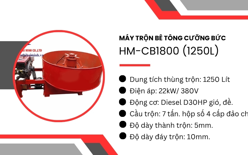 Máy trộn bê tông cưỡng bức HM-CB1800 