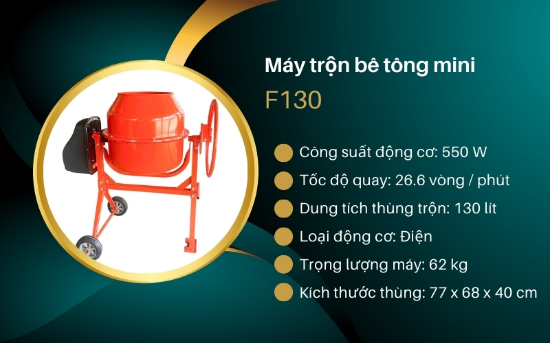 Máy trộn bê tông mini F130