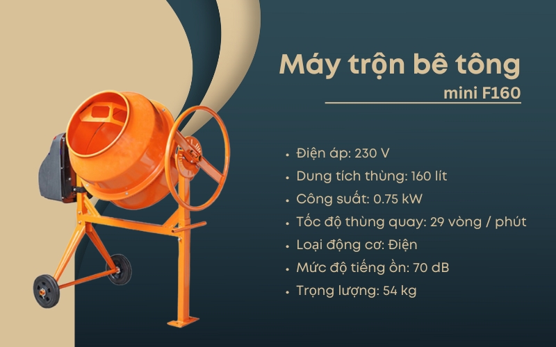 Máy trộn bê tông mini F160