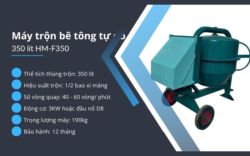 Máy trộn bê tông tự do 350 lít HM-F350