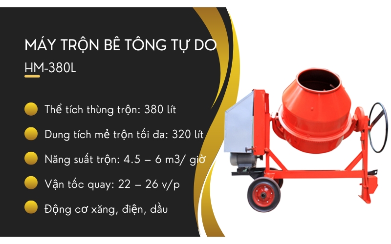 Máy trộn bê tông tự do HM-380L