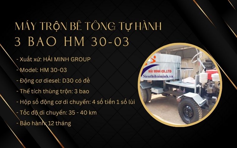 Máy trộn bê tông tự hành 3 bao HM 30-03