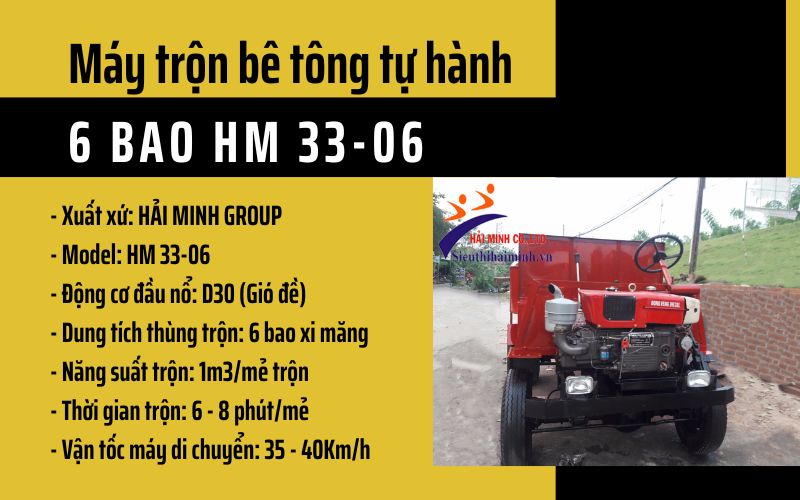Máy trộn bê tông tự hành 6 bao HM 33-06