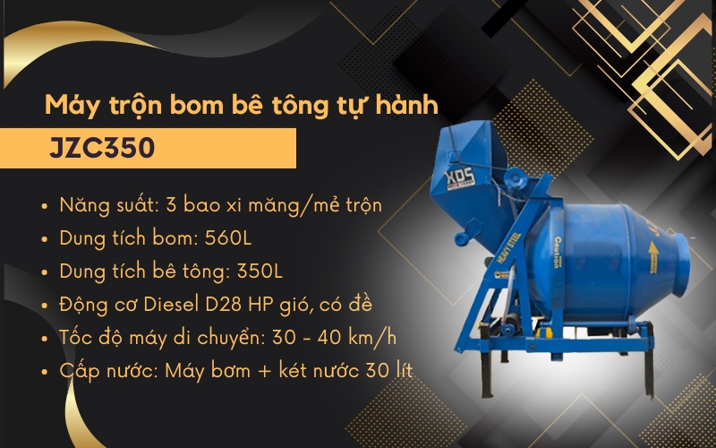 Máy trộn bom bê tông tự hành JZC350