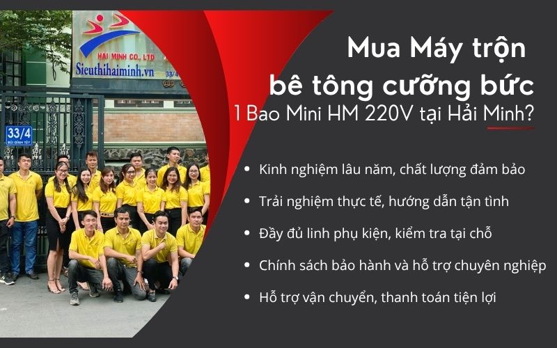 Mua Máy trộn bê tông cưỡng bức 1 Bao Mini HM 220V tại Hải Minh?