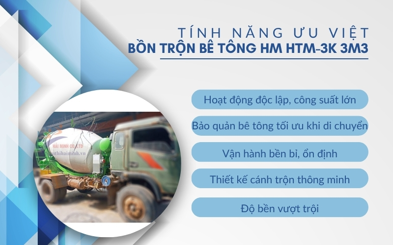 Tính năng ưu việt của bồn trộn bê tông HM HTM-3K 3m3