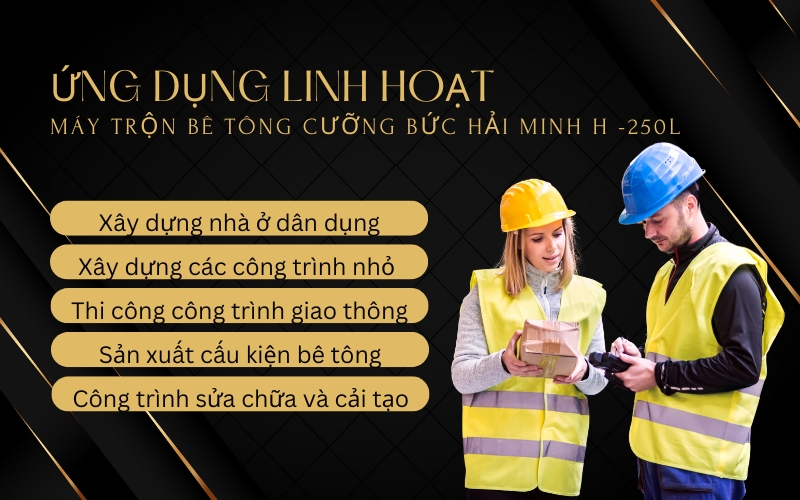 Ứng dụng linh hoạt của Máy trộn bê tông Cưỡng Bức Hải Minh H -250L