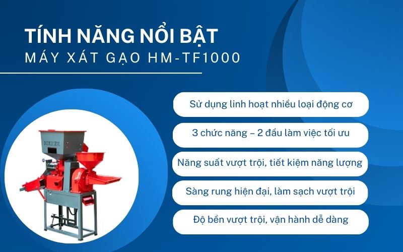 Tính năng nổi bật của máy xát gạo HM-TF1000