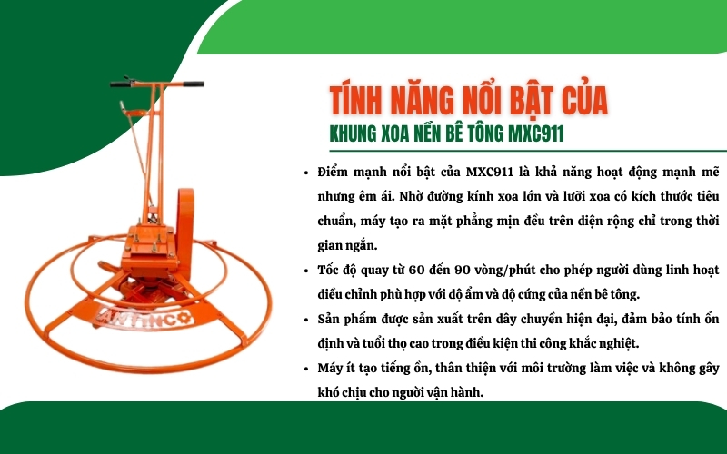 Tính năng nổi bật của Khung xoa nền bê tông MXC911
