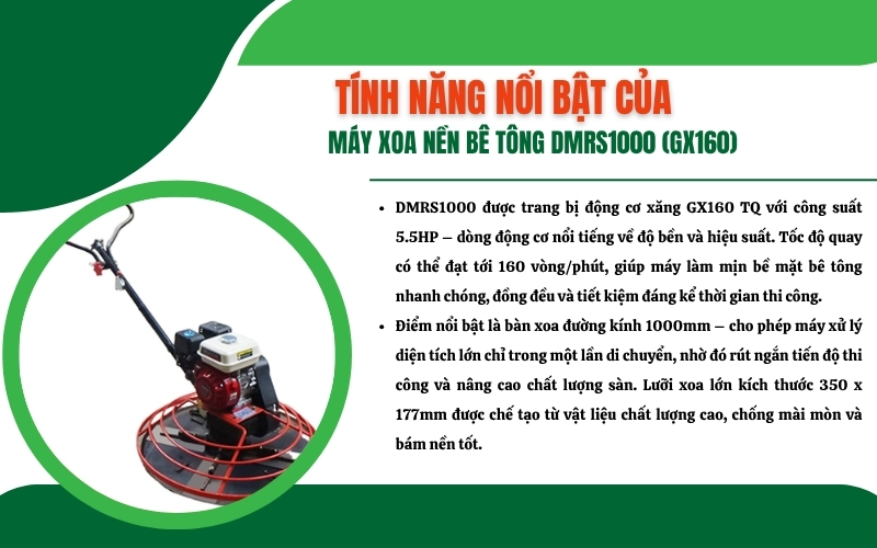 Máy xoa nền bê tông DMRS1000 (GX160)