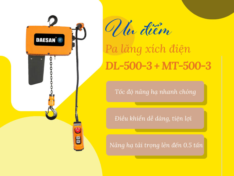 Pa lăng xích điện DL-500-3 + MT-500-3