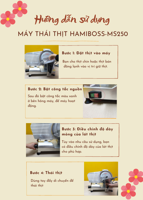 Hướng dẫn sử dụng Máy thái thịt Hamiboss MS-250