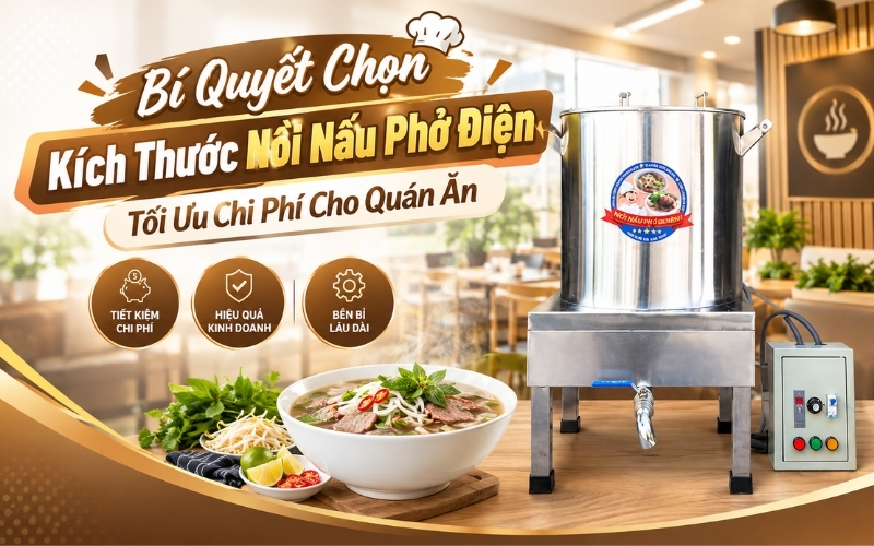 Bí Quyết Chọn Kích Thước Nồi Nấu Phở Điện Tối Ưu Chi Phí Cho Quán Ăn​