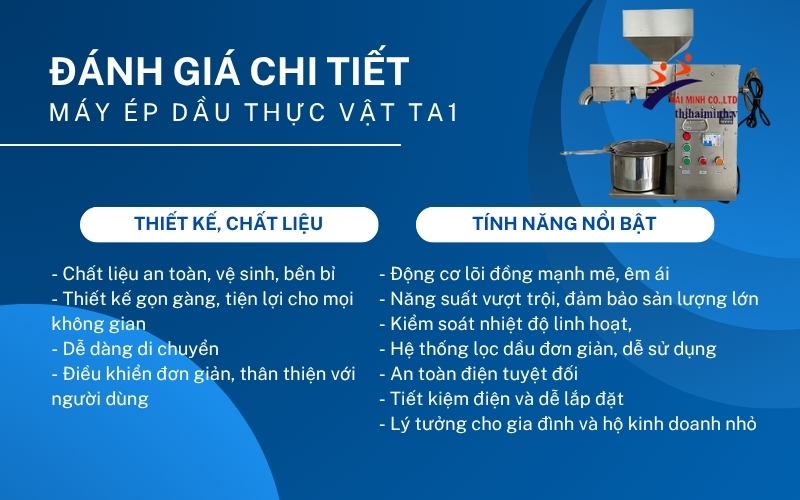 Đánh giá chi tiết về Máy ép dầu thực vật TA1