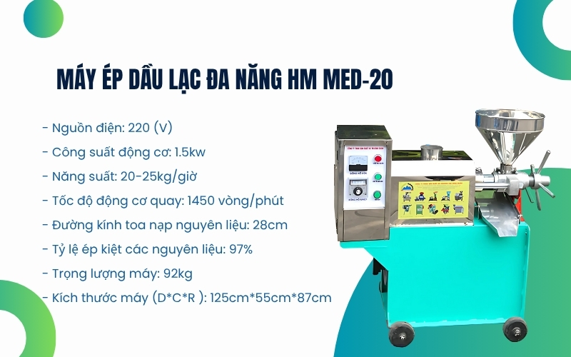 Máy Ép Dầu Lạc Đa Năng HM MED-20