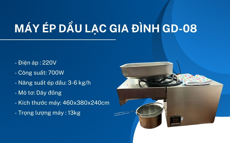 Máy ép dầu lạc gia đình GD-08