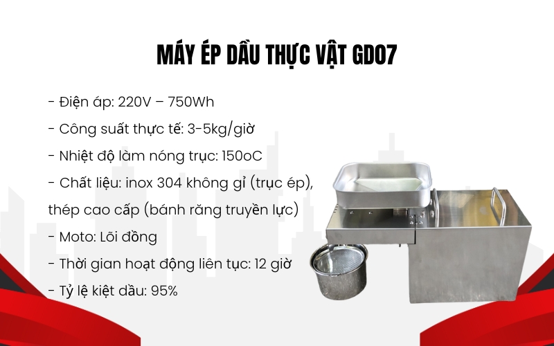 Máy ép dầu thực vật GD07