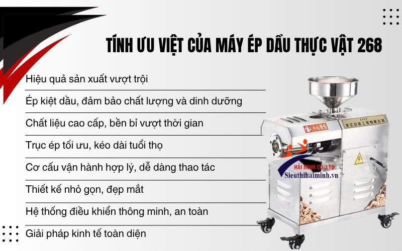 Tính ưu việt của Máy ép dầu thực vật 268