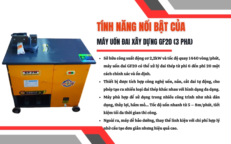 Tính năng nổi bật của máy uốn đai xây dựng GF20