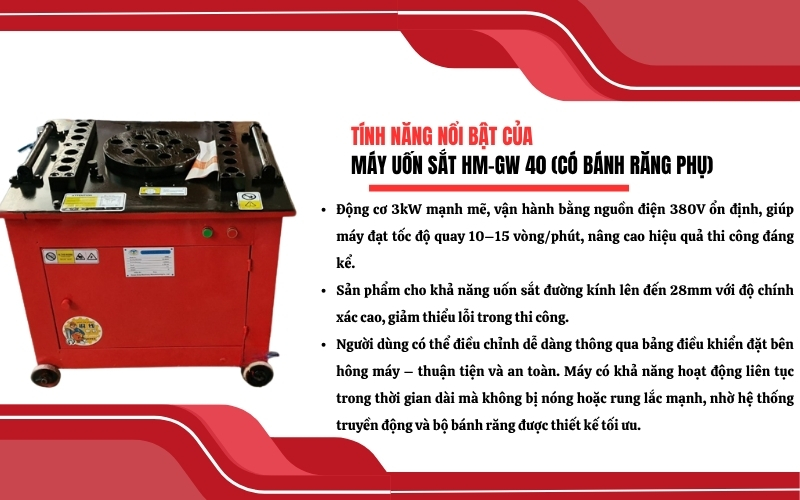 Tính năng nổi bật của máy uốn sắt HM-GW 40