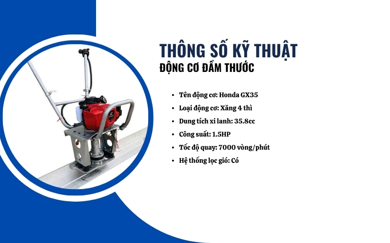 Thông số kỹ thuật của Động cơ đầm thước Honda GX35