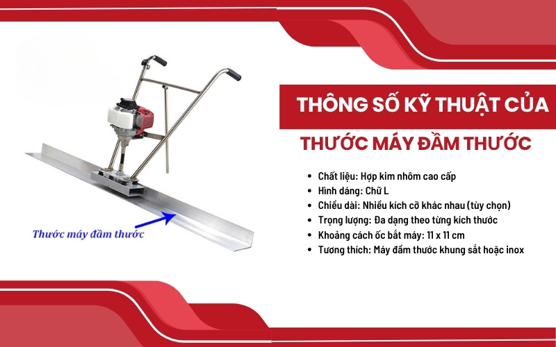 Thông số kỹ thuật của Thước máy đầm thước