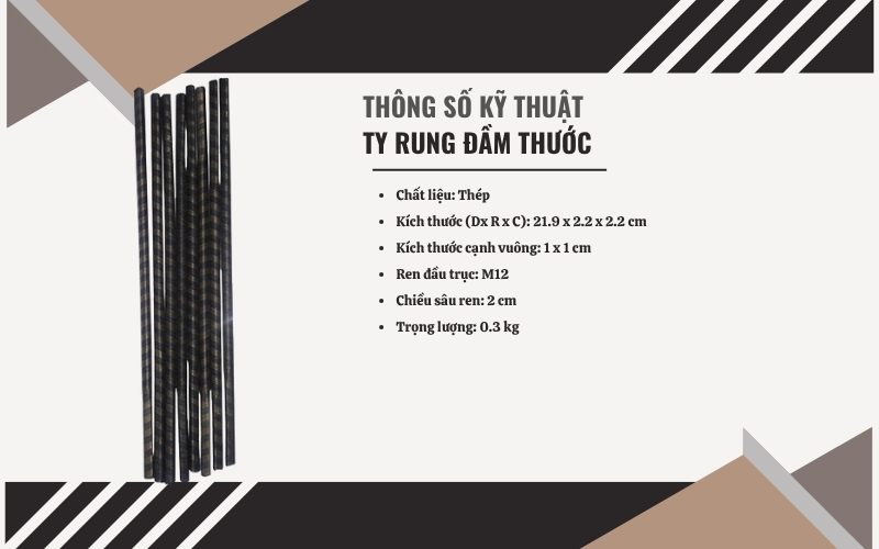 Thông số kỹ thuật của Ty rung đầm thước