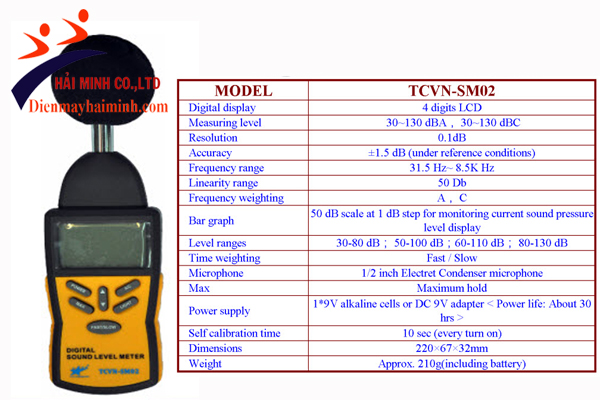 Thiết bị đo tiếng ồn, cường độ âm thành TCVN-SM02