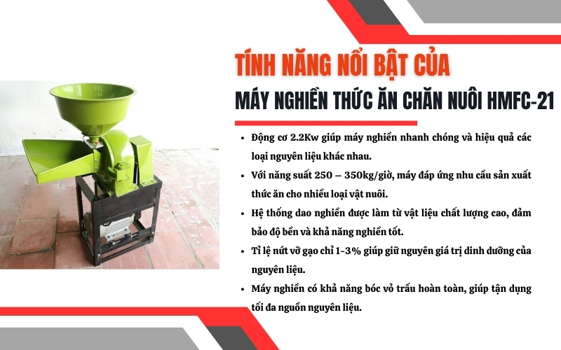 Tính năng nổi bật của máy nghiền thức ăn chăn nuôi HMFC-21