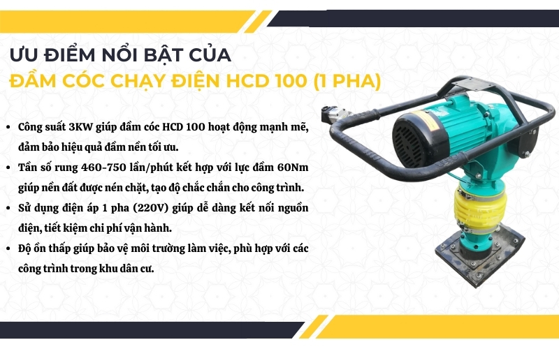 Ưu điểm nổi bật của đầm cóc chạy điện HCD 100