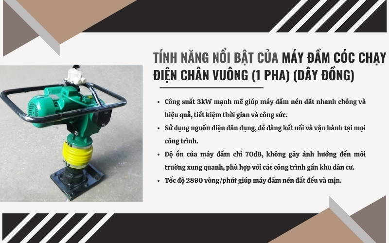 Tính năng ưu việt của máy đầm cóc chạy điện HM-DC-3KW 
