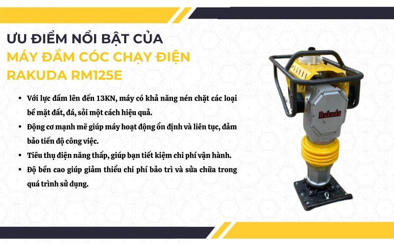 Tính năng nổi bật của máy đầm cóc chạy điện Rakuda RM125E