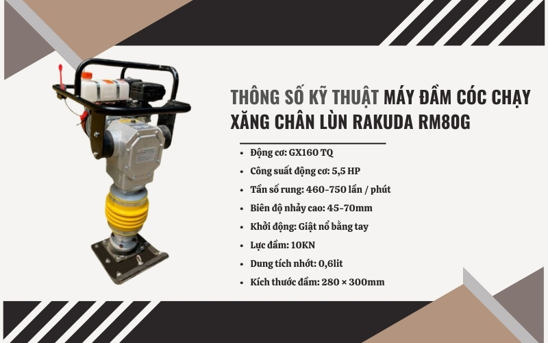 Thông số kỹ thuật của máy đầm cóc RM80G
