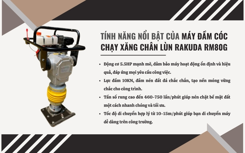 Tính năng nổi bật của máy đầm xăng chân lùn RM80G