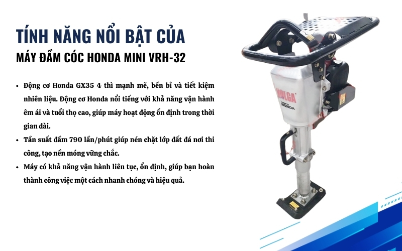 Tính năng nổi bật của máy đầm cóc Honda mini VRH-32