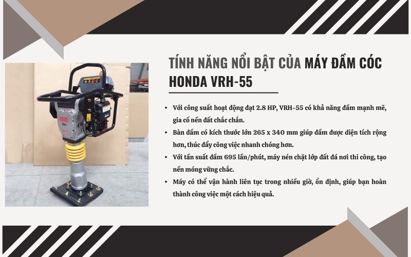 Tính năng nổi bật của máy đầm cóc Honda VRH-55