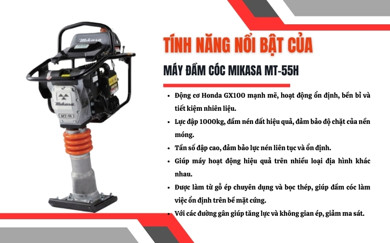 Tính năng của máy đầm cóc Mikasa MT-55H