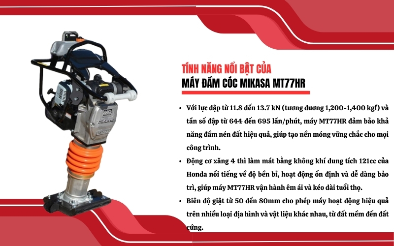 Tính năng nổi bật của máy đầm cóc Mikasa MT77HR