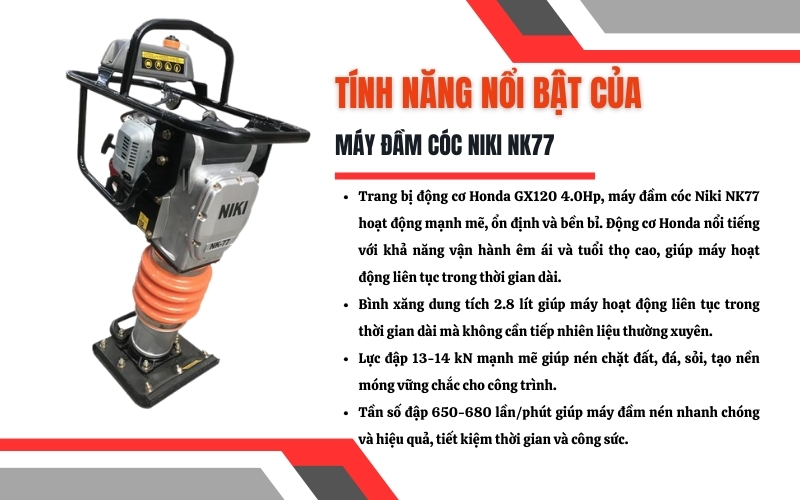 Tính năng nổi bật của Máy đầm cóc Niki NK77 