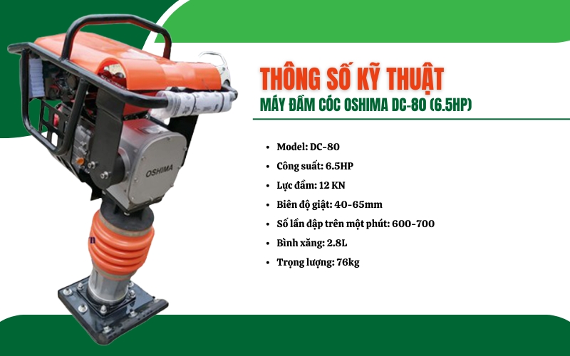 Thông số kỹ thuật của máy đầm cóc Oshima DC-80